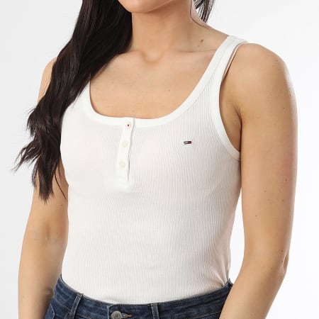 Tommy Jeans - Débardeur Slim Femme Button 9492 Blanc