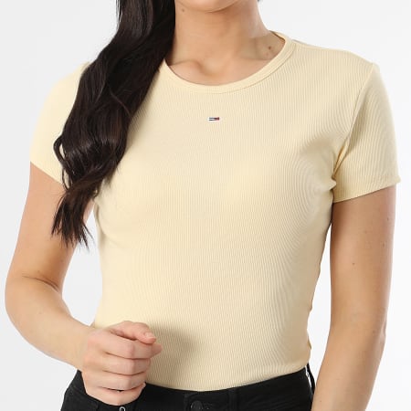 Tommy Jeans - Tee Shirt Slim Femme Essential 7383 Jaune