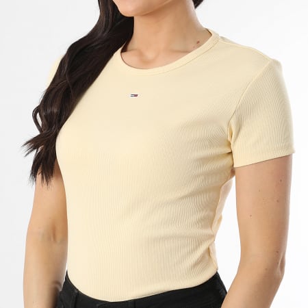 Tommy Jeans - Tee Shirt Slim Femme Essential 7383 Jaune