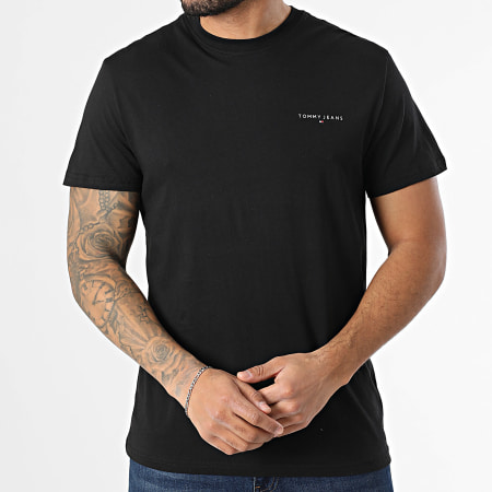 Tommy Jeans - Lot De 2 Tee Shirts Slim Linear Chest 0353 Blanc Noir
