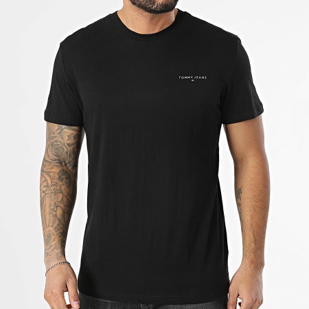 Tommy Jeans - Tee Shirt Slim Linear Chest 1188 Noir