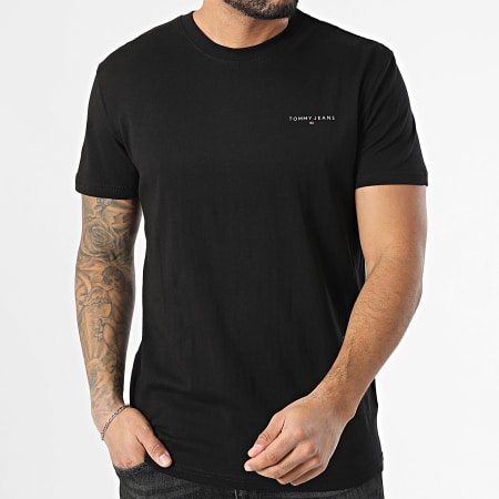 Tommy Jeans - Tee Shirt Slim Linear Chest 1188 Noir