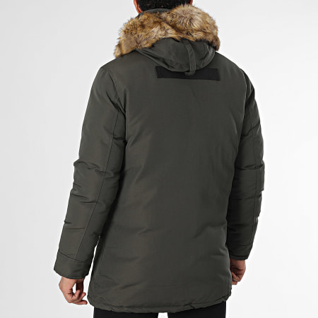 Frilivin - Parka con capucha de piel verde caqui