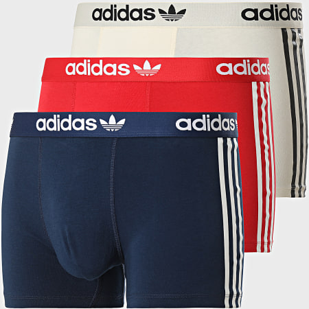 Adidas Originals - Lot De 3 Boxers JJ6426 Rouge Beige Bleu Marine Foncé