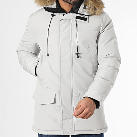 Frilivin - Parka con capucha de piel gris