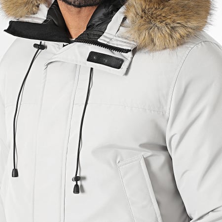 Frilivin - Parka con capucha de piel gris