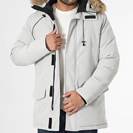 Frilivin - Parka con capucha de piel gris