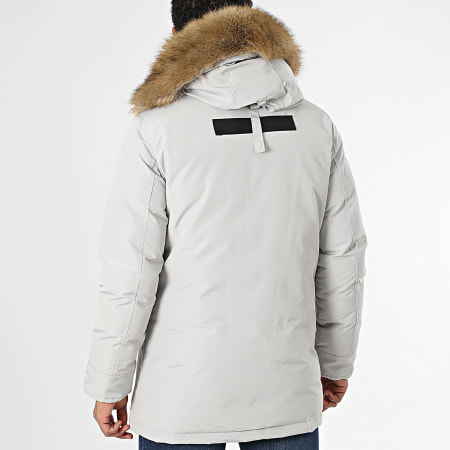 Frilivin - Parka con capucha de piel gris