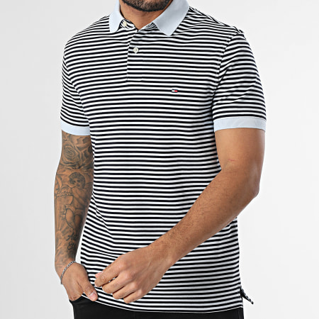Tommy Hilfiger - Polo Manches Courtes A Rayures 1985 7770 Bleu Clair Noir