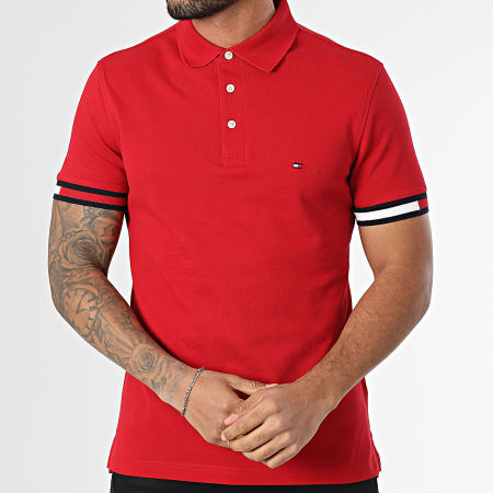 Tommy Hilfiger - Polo Manches Courtes Slim Flag Cuff 7518 Rouge