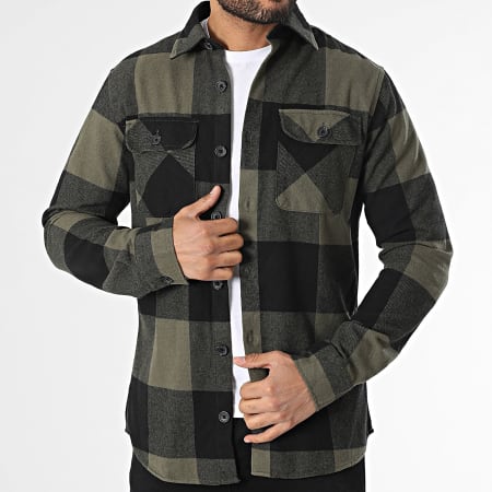 Jack And Jones - Chemise Manches Longues A Carreaux Darren Vert Kaki Noir