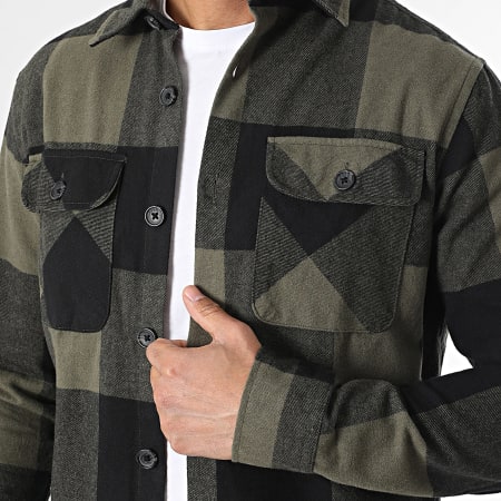 Jack And Jones - Chemise Manches Longues A Carreaux Darren Vert Kaki Noir