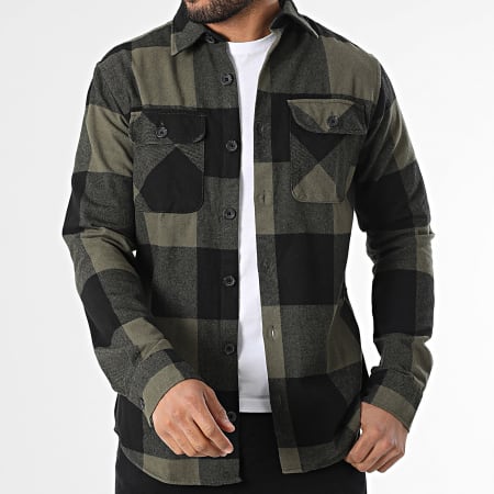 Jack And Jones - Chemise Manches Longues A Carreaux Darren Vert Kaki Noir