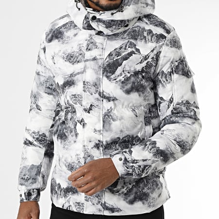 KZR - Doudoune Capuche Blanc Gris Anthracite