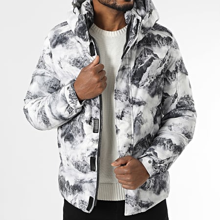 KZR - Doudoune Capuche Blanc Gris Anthracite
