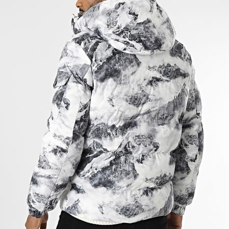 KZR - Doudoune Capuche Blanc Gris Anthracite