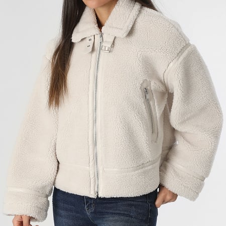 Only - Veste Sherpa Zippée Femme Michelle Beige