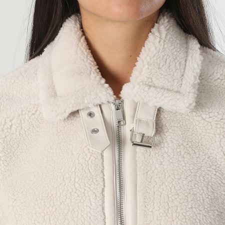 Only - Veste Sherpa Zippée Femme Michelle Beige