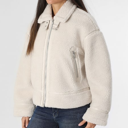 Only - Veste Sherpa Zippée Femme Michelle Beige