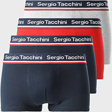 Sergio Tacchini - Lot De 4 Boxers 92890213 Bleu Marine Gris Chiné Rouge