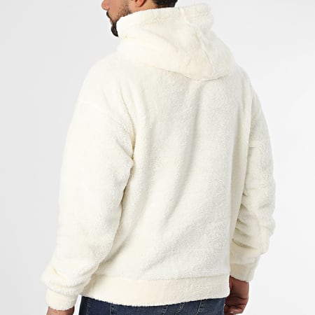 ADJ - Sweat Capuche Polaire Coeur Chic Blanc Camel
