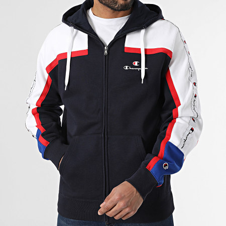 Champion Felpa con cappuccio e zip a righe 220333 blu navy bianco Ryses