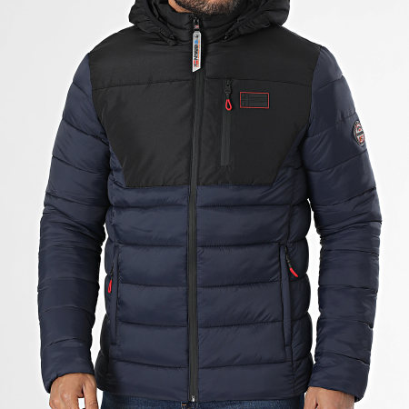 Geographical Norway - Abrigo con capucha Batilo Negro Azul Marino