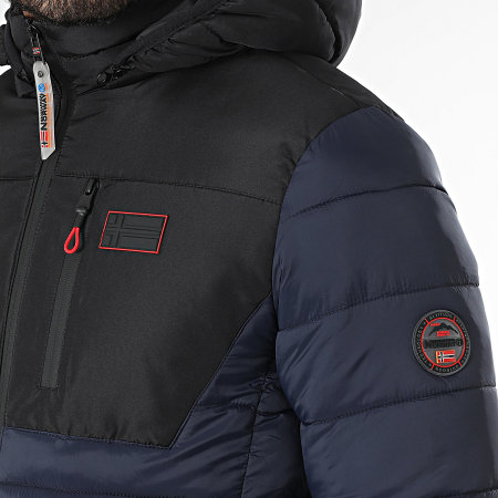 Geographical Norway - Abrigo con capucha Batilo Negro Azul Marino
