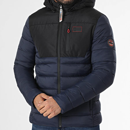 Geographical Norway - Abrigo con capucha Batilo Negro Azul Marino