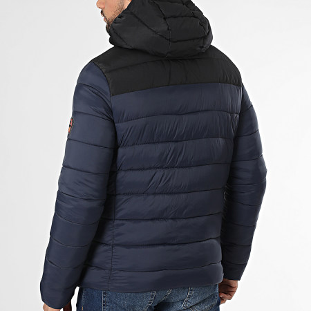 Geographical Norway - Abrigo con capucha Batilo Negro Azul Marino