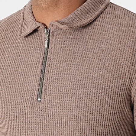 Ikao - Ensemble Polo Manches Longues Zippé Et Pantalon Jogging Beige