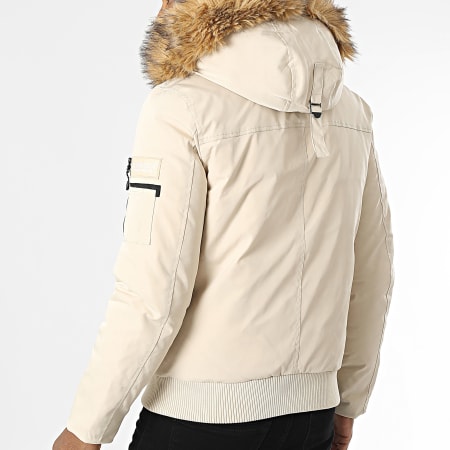 Kymaxx - Parka con capucha de piel beige