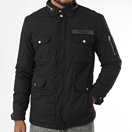 Kymaxx - Parka negra con capucha