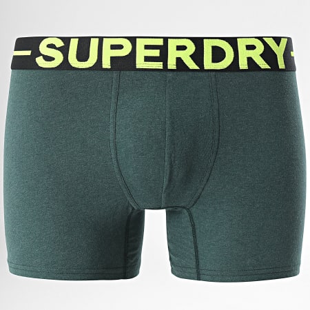 Superdry - Lot De 3 Boxers Classic Gris Anthracite Vert Foncé Vert Clair Chiné