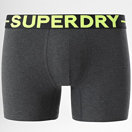 Superdry - Lot De 3 Boxers Classic Gris Anthracite Vert Foncé Vert Clair Chiné