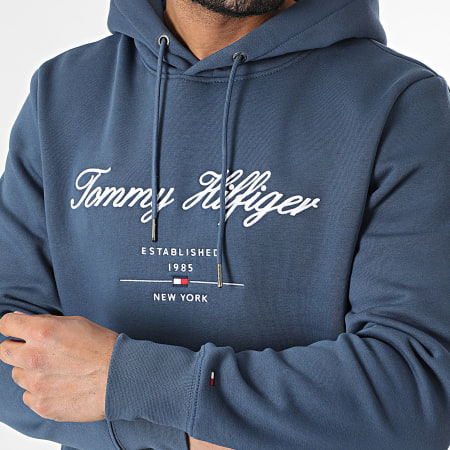 Tommy Hilfiger - Sweat Capuche Script Logo 3631 Bleu Marine