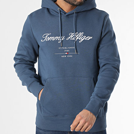 Tommy Hilfiger - Sweat Capuche Script Logo 3631 Bleu Marine