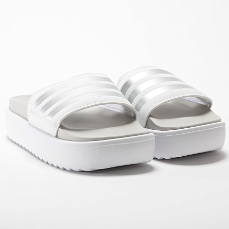 Claquettes Women's Adilette Platform IE9703 White Silver