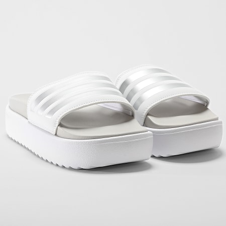 Adidas Sportswear - Claquettes Femme Adilette Platform IE9703 Blanc Argenté