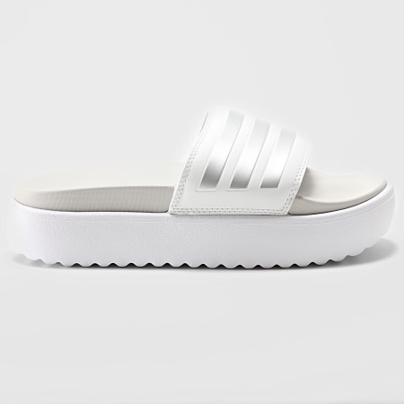 Adidas Sportswear - Claquettes Femme Adilette Platform IE9703 Blanc Argenté