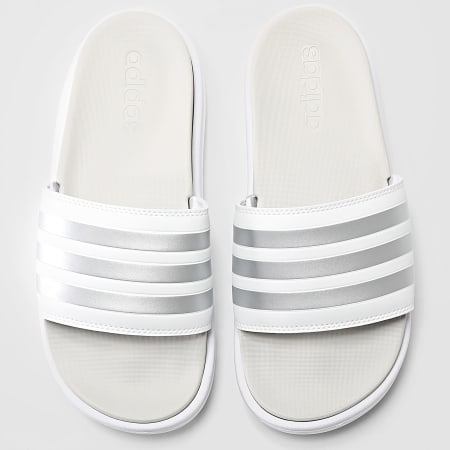 Adidas Sportswear - Claquettes Femme Adilette Platform IE9703 Blanc Argenté