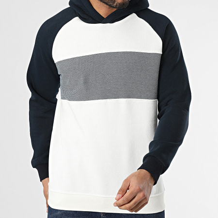 Classic Series - Sweat Capuche Blanc Bleu Marine