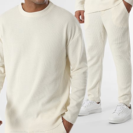 Frilivin - Ensemble Sweat Crewneck Et Pantalon Beige