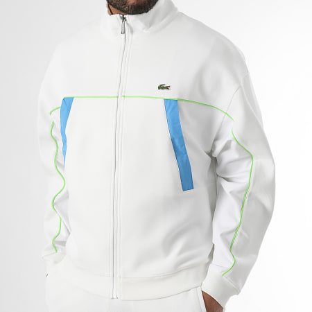 Lacoste - Veste Zippée Logo Brodé Crocodile Loose Fit Blanc