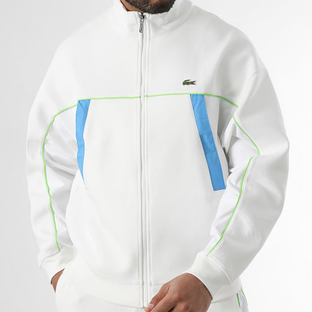Lacoste - Veste Zippée Logo Brodé Crocodile Loose Fit Blanc