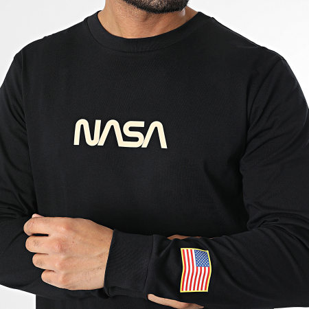 NASA Maglietta Manica lunga Bandiera a coste Born Nero Beige Ryses