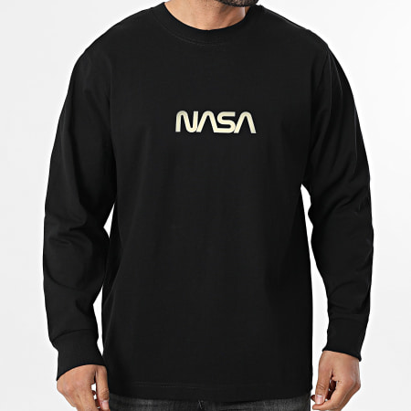 NASA - Tee Shirt Manches Longues Relaxed Rib Flag Born Noir Beige