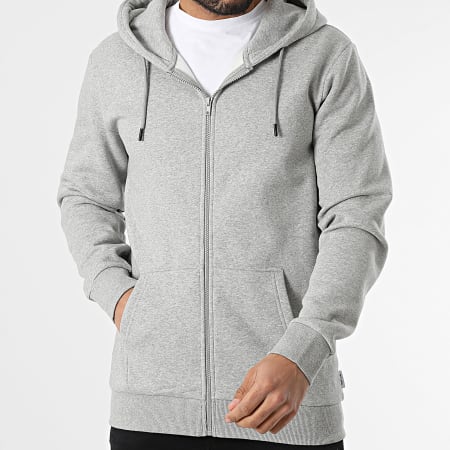 Only And Sons Ceres Hooded Zipped Sweatshirt Heather Grey Ryses