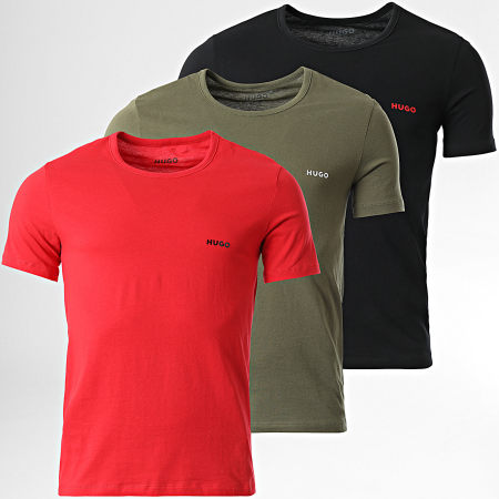 HUGO Lote de camisetas 50480088 Negro Rojo Verde Caqui Ryses