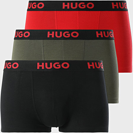 HUGO - Lot De 3 Boxers 50496723 Noir Rouge Vert Kaki